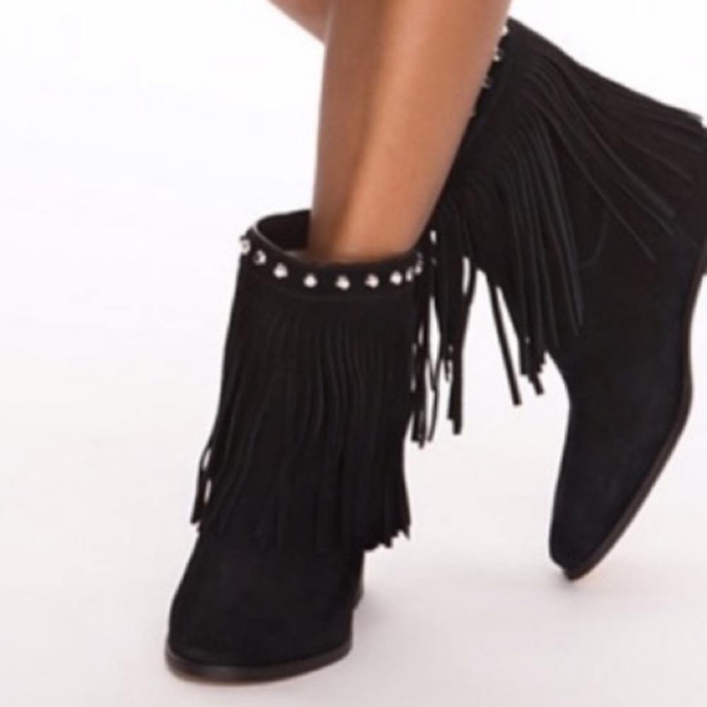 MICHAEL KORS Black Fringe Ankle Booties NWOT
